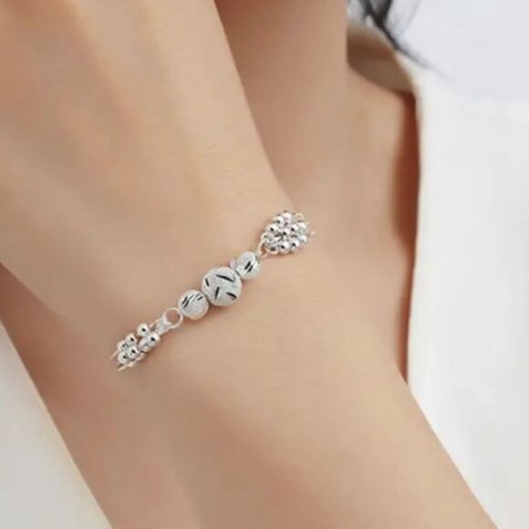 925 sterling silver beaded charm bracelet - Picture 1 of 8